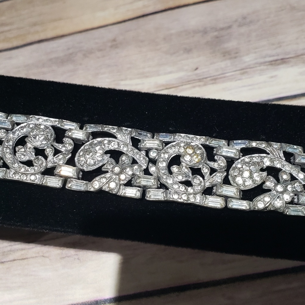 Vtg 20's or 30's art deco rhinestone bracelet - Picture 5 of 8